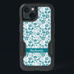 Modern Teal Turquoise Flower Pattern Monogram iPhone 13 Case<br><div class="desc">Modern Teal Turquoise Flower Pattern Monogram iPhone protective case with space for your name or monogram. Easy to customize with text,  fonts,  and colors. Created by Zazzle pro designer BK Thompson exclusively for Cedar and String; please contact us if you need assistance with the design.</div>
