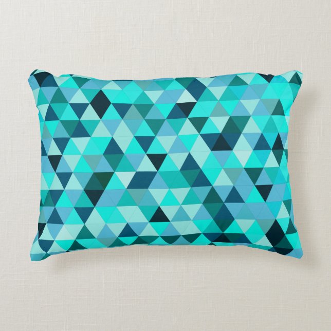 Modern Teal Turquoise Geometric Triangles Pattern Accent Pillow (Front)