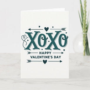 Modern Teal Valentines Card