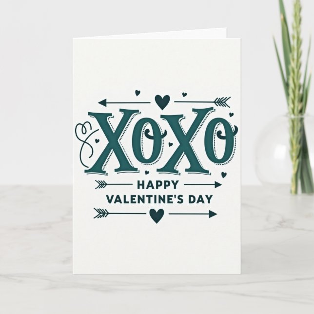 Modern Teal Valentines Card (Front)