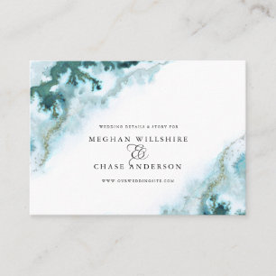 Modern Teal Watercolor Moss Agate BarefootBride™ Business Card