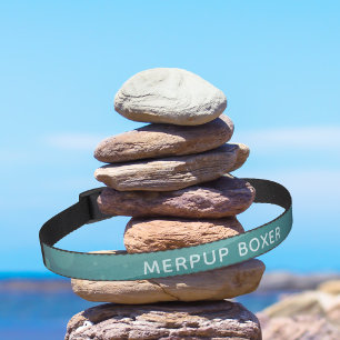Modern Teal Watercolor Ocean Custom Sea Dog Name Pet Collar