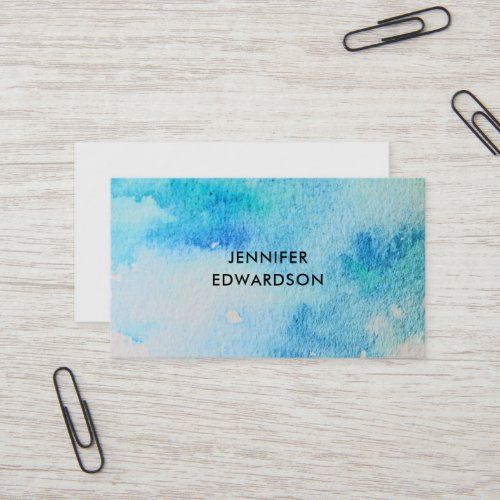 Modern teal watercolor splatter professional business card