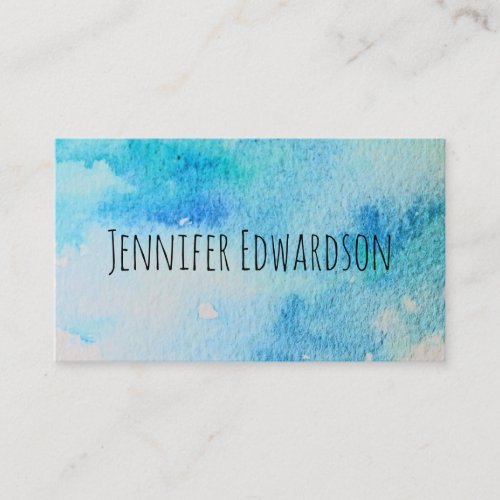 Modern teal watercolor splatter professional business card
