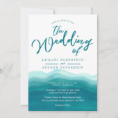 Modern Teal Watercolor Wave | Wedding Invitation (Front)