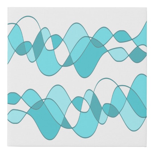 Modern Teal Waves Abstract Design Faux Canvas Print