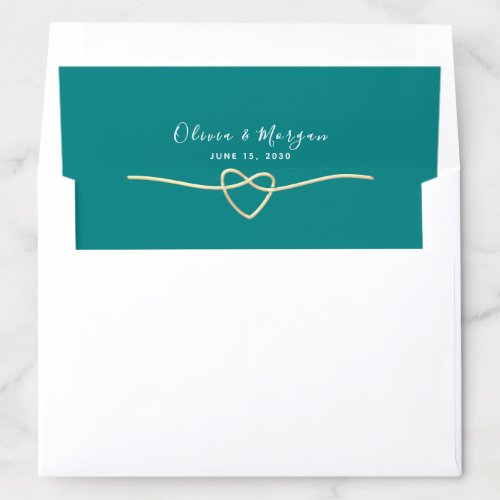 Modern Teal Wedding Envelope Liner