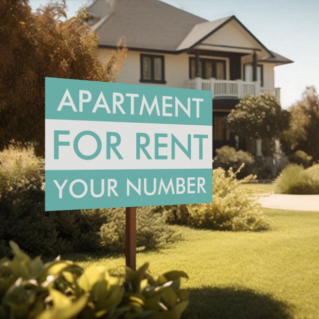MODERN TEAL WHITE APARTMENT FOR RENT REAL ESTATE SIGN (apartment for rent teal real estate signage)