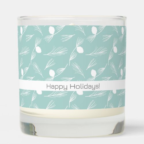 Modern Teal  White Pinecone Elegance Scented Candle