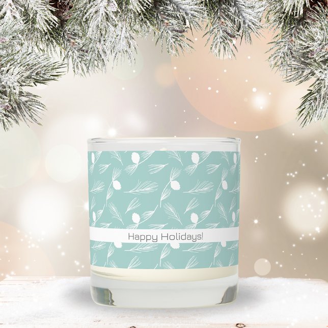 Modern Teal & White Pinecone Elegance Scented Candle (Creator Uploaded)