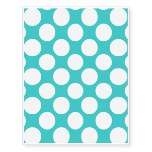 Modern Teal White Polka Dots Pattern Temporary Tattoos