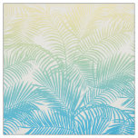 Modern teal yellow tropical palm trees pattern fabric
