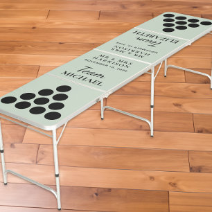 Modern Team Bride Groom Sage Wedding Beer Pong Table