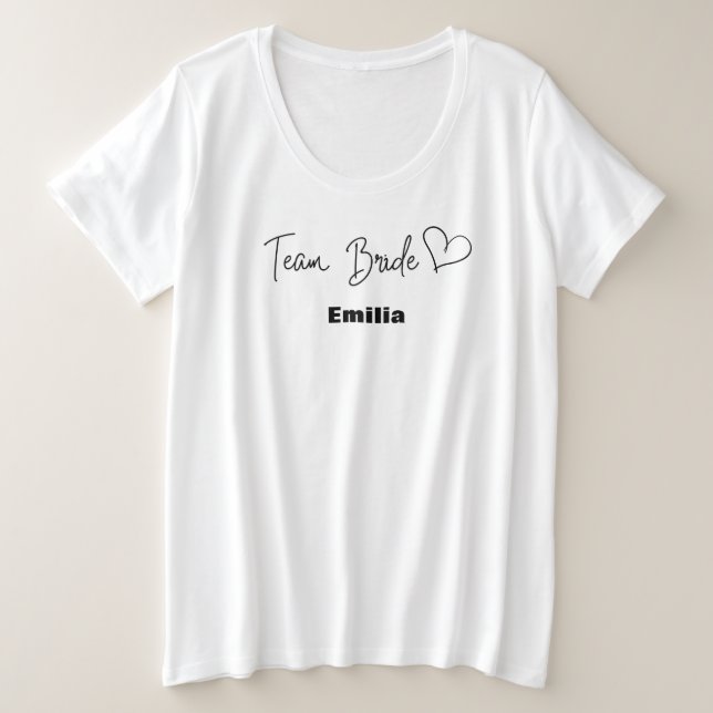 Modern team bride Hot Pink Bridesmaid bridal party Plus Size T-Shirt (Design Front)