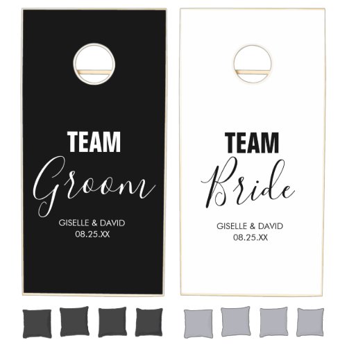 Modern Team Bride Team Groom Cornhole Set