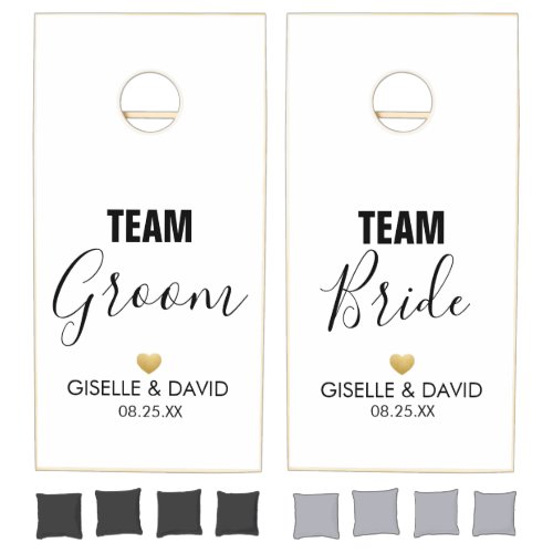 Modern Team Bride  Team Groom Cornhole Set