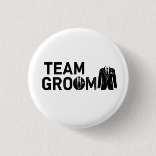 Modern Team Groom Wedding Party Button Pin