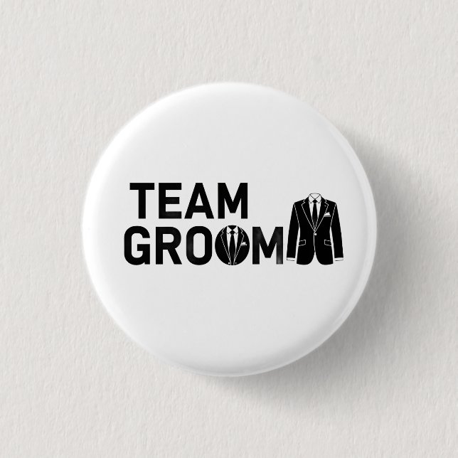 Modern Team Groom Wedding Party Button Pin (Front)