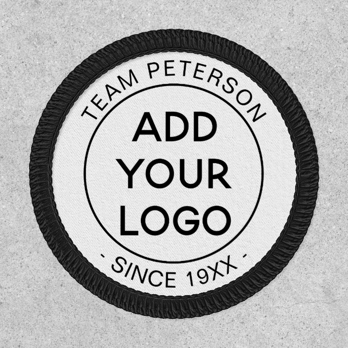 Modern team name logo simple black white patch | Zazzle.com