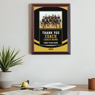 Modern Team Name Photo Coach Thank you Award Plaque
