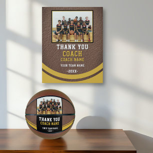 Modern Team Name Photo Coach Thank you Faux Canvas Print