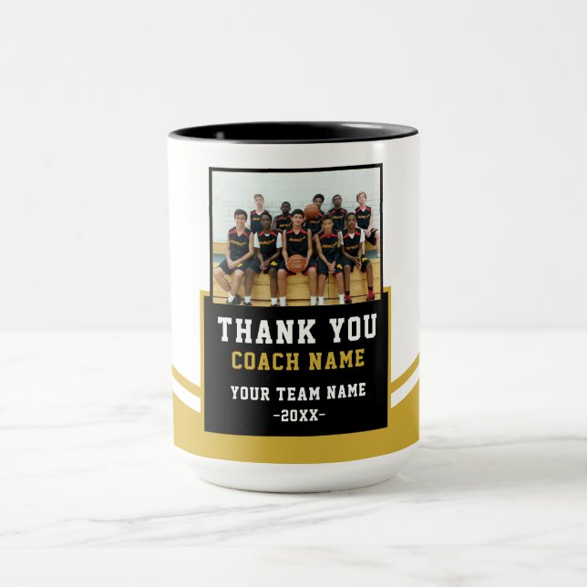 Modern Team Name Photo Coach Thank you Mug (Center)