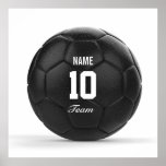Modern Team Soccer Ball Personalized Text Poster<br><div class="desc">Enter a text. A gift your team. Decorate your room. Digital art with the theme soccer. Black soccer ball. Art by José Ricardo</div>