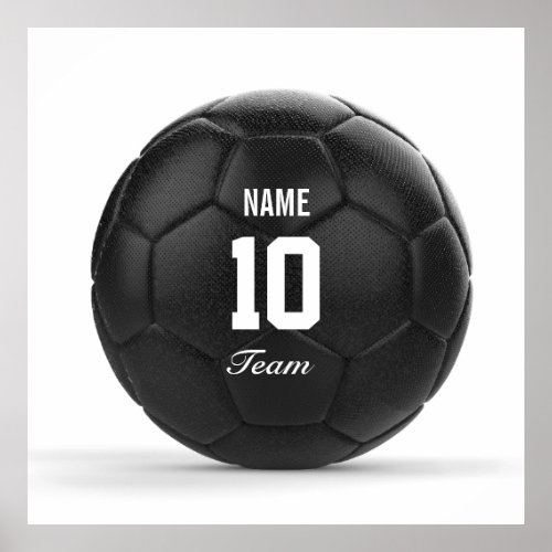Modern Team Soccer Ball Personalized Text Poster