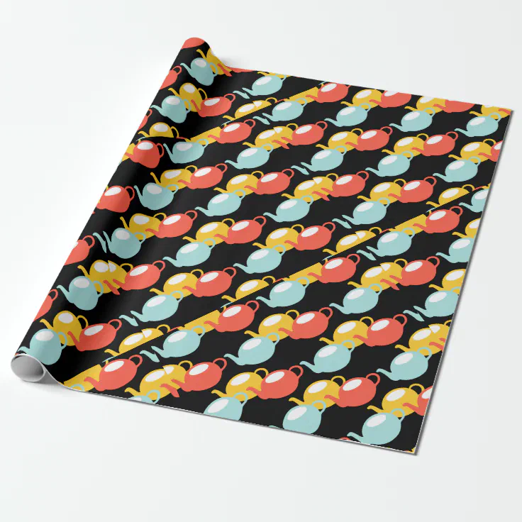 Modern Teapots Pattern Wrapping Paper Zazzle