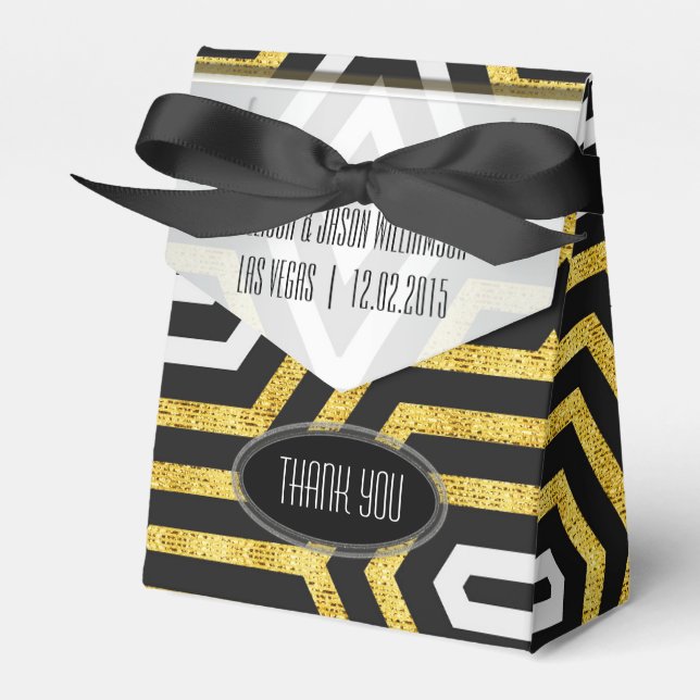 Modern Tech Gold Glamour Design Party Favor Box (Front Side)