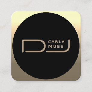 Modern tech inspired round gold edit square business card