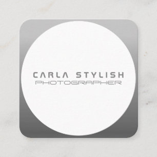 Modern tech inspired round gray silver square business card