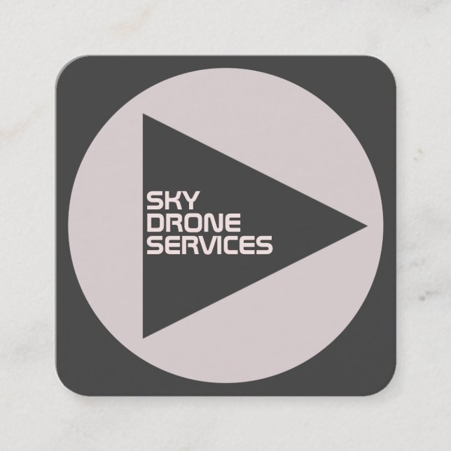 Modern tech inspired rounded cover gray edit square business card (Front)