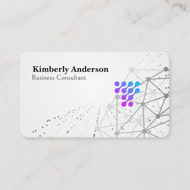 Modern Tech Networking Background Business Card (Front)