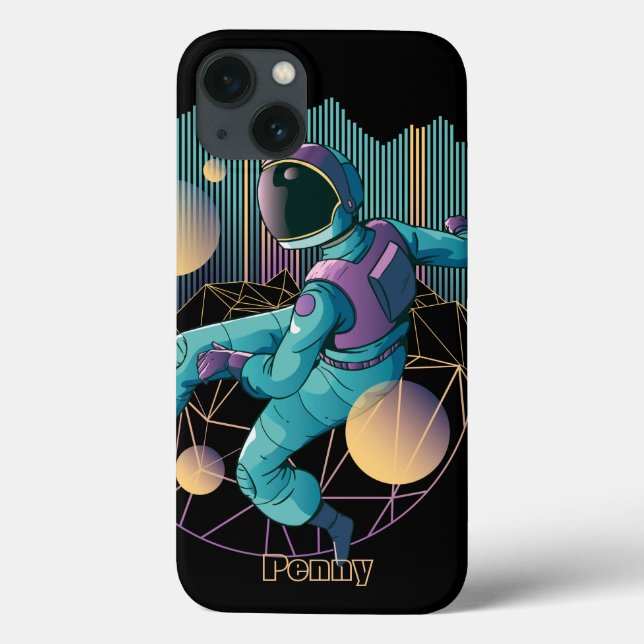 Modern Techno Astronaut Illustration Case-Mate iPhone Case (Back)