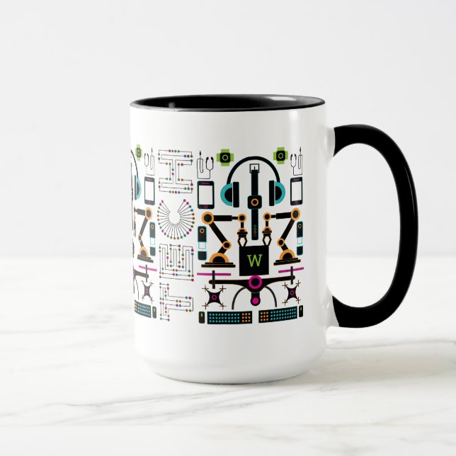 Modern Technology Objects & Equipment Pattern Mug (Right)