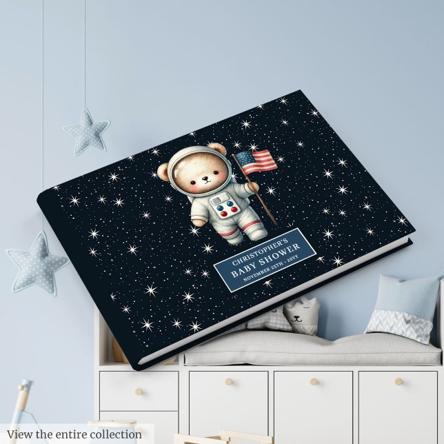 Modern Teddy Bear Astronaut Boy Baby Shower Log Guest Book (Modern Teddy Bear Astronaut Boy Baby Shower Log Guest Book)