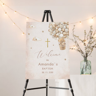 Modern teddy bear baptism watercolor  Welcome foam Foam Board