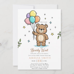 Modern Teddy bear Friendly baby shower Invitation