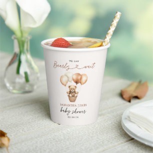 Modern Teddy Bear Gender Neutral Baby Shower Paper Cups