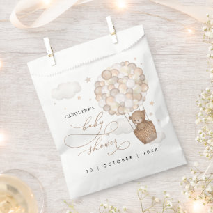 Modern Teddy Bear Hot Air Balloon Baby Shower Favor Bag