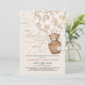 Modern Teddy Bear Hot Air Balloons Baby Shower Invitation (Standing Front)