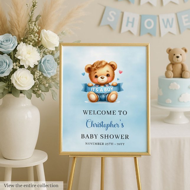 Modern Teddy Bear Shower Poster It’s a Boy (Modern Teddy Bear Shower Poster It’s a Boy)