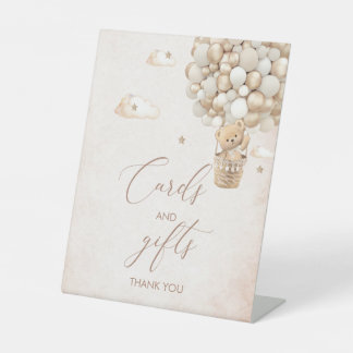 Modern teddy bear watercolor baby shoPedestal Sign