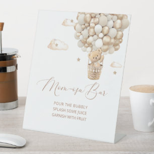 Modern teddy bear watercolor baby shower mom-osa b pedestal sign