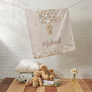 Modern Teddy Bear Watercolor Name BabBaby Blanket