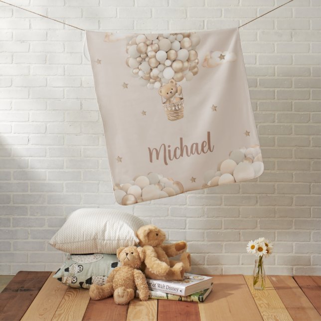 Modern Teddy Bear  Watercolor Name BabBaby Blanket (In Situ)