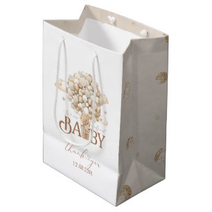 Modern teddybearwatercolor baby shower medium gift bag
