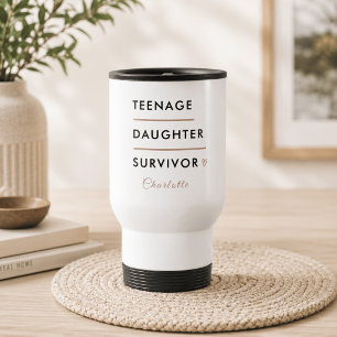 Modern Teen Daughter Survivor Personalized Travel Mug