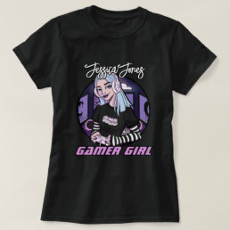 Modern Teen Gamer Girl Cartoon Name Slogan T-Shirt